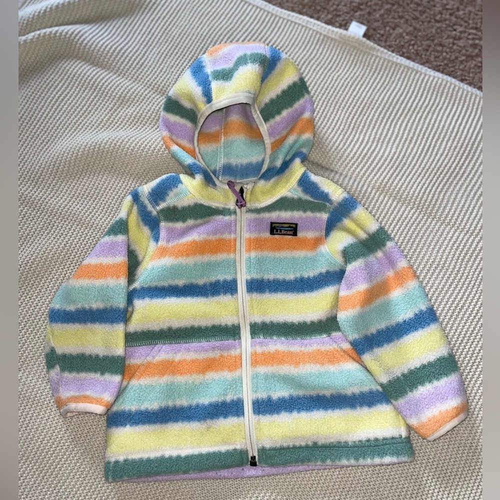 LLBEAN striped colorful fleece jacket with hood🌈